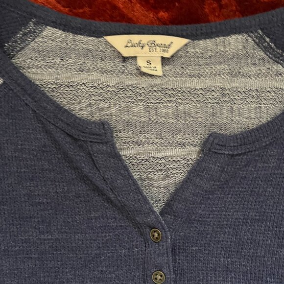 Lucky Brand Thermal Henley Shirt | blue | Size Small - Picture 2 of 3